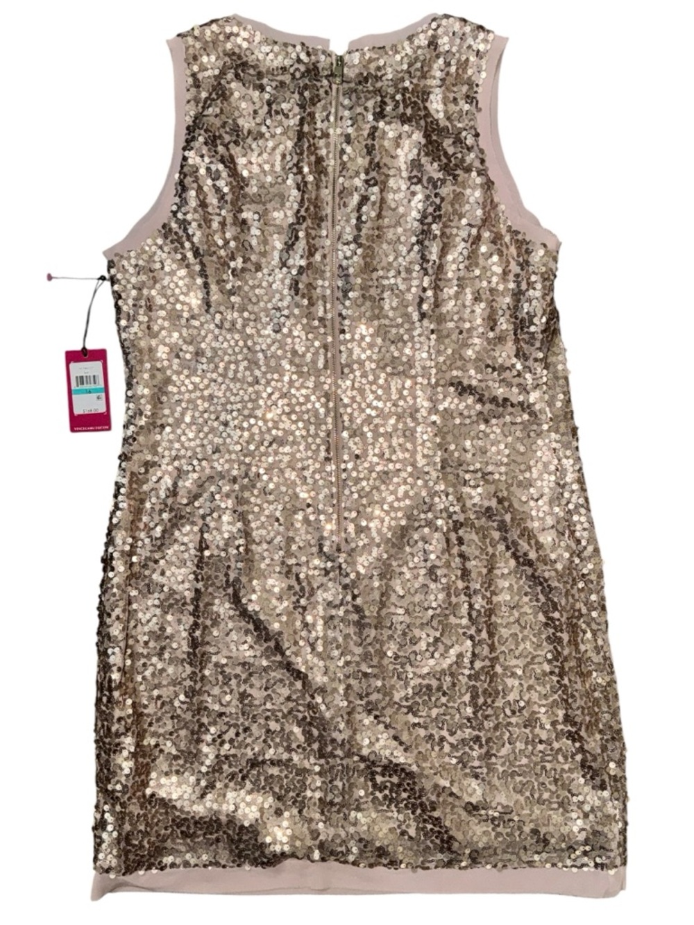 Vince Camuto Women's Rose Gold Sequin Sleeveless Shift Dress, Size 16 - Picture 2 of 10